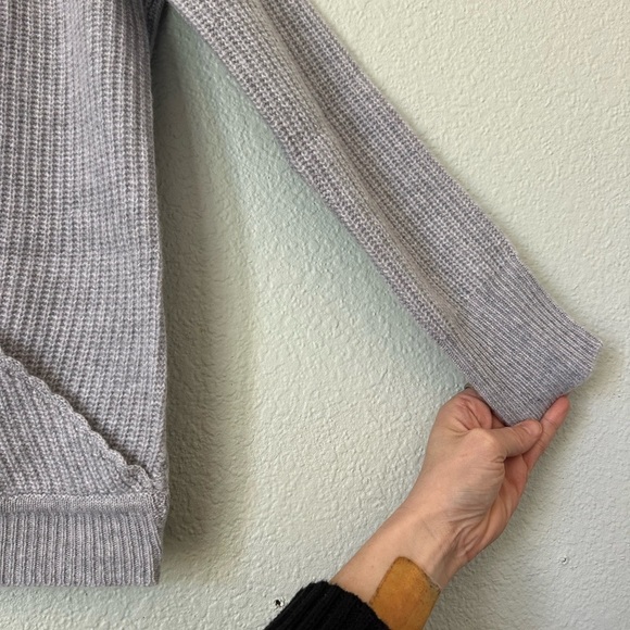 Revolve One Grey Day | Gray V-Neck Cashmere Wrap Sweater - Picture 3 of 7